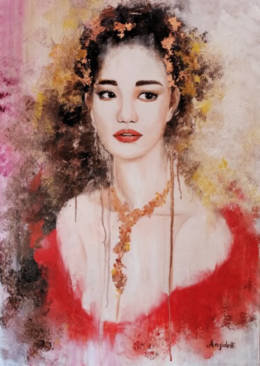 Pintura titulada "Ritratto orientale" por Anna Rita Angiolelli, Obra de arte original, Oleo Montado en Bastidor de camilla d…