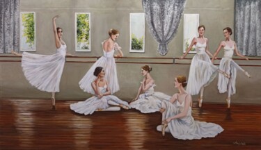 「La danza nel cuore」というタイトルの絵画 Anna Rita Angiolelliによって, オリジナルのアートワーク, オイル ウッドストレッチャーフレームにマウント