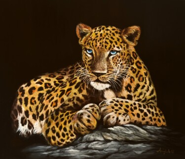 Painting titled "African wonder" by Anna Rita Angiolelli, Original Artwork, Oil Mounted on Wood Stretcher frame