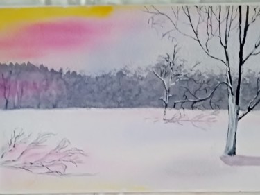 Картина под названием "Зима. Дерево" - Анна Роготнева, Подлинное произведение искусства, Акварель