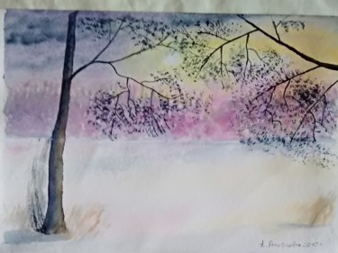 "Зима. Дерево. Закат." başlıklı Tablo Анна Роготнева tarafından, Orijinal sanat, Suluboya