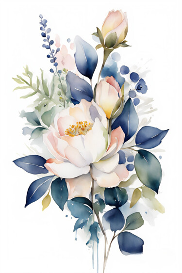 Peinture intitulée "Flowers #1" par Anna Russo, Œuvre d'art originale, Aquarelle
