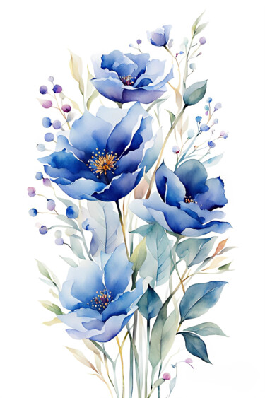 Malerei mit dem Titel "Flowers #2" von Anna Russo, Original-Kunstwerk, Aquarell