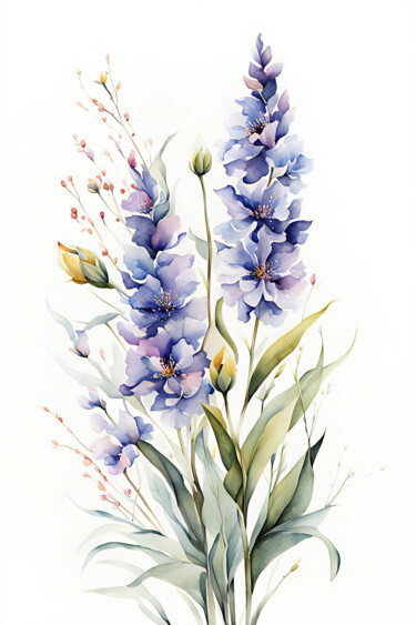 Painting titled "Flowers #4" by Anna Russo, Original Artwork, Watercolor