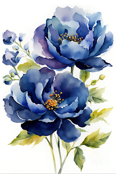Malerei mit dem Titel "Flowers #6" von Anna Russo, Original-Kunstwerk, Aquarell