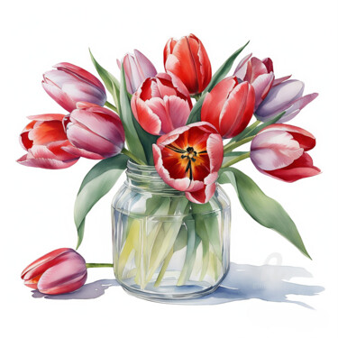 Digitale Kunst mit dem Titel "Bouquet of flowers…" von Anna Russo, Original-Kunstwerk, Aquarell