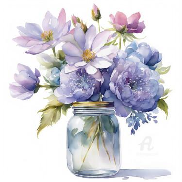 Digital Arts titled "Bouquet of flowers…" by Anna Russo, Original Artwork, Watercolor