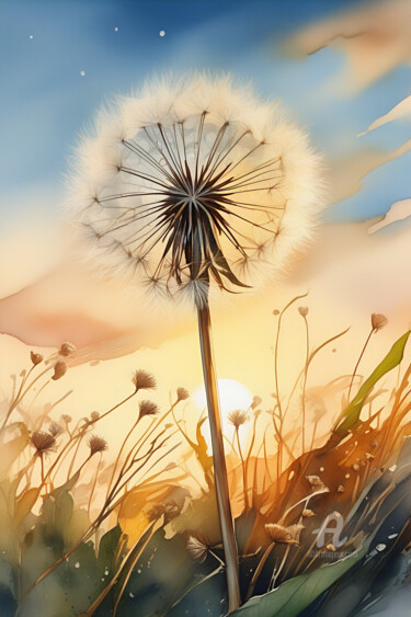 Digital Arts titled "Dandelion" by Anna Russo, Original Artwork, Digital Painting