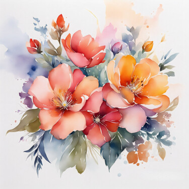 Arte digitale intitolato "Flowers #7" da Anna Russo, Opera d'arte originale, Acquarello