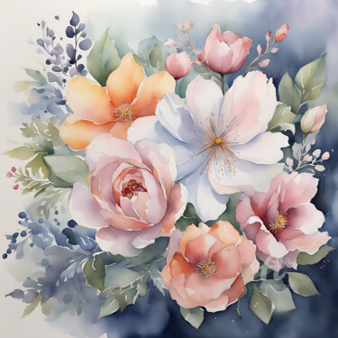Digital Arts titled "Flowers #8" by Anna Russo, Original Artwork, Digital Painting