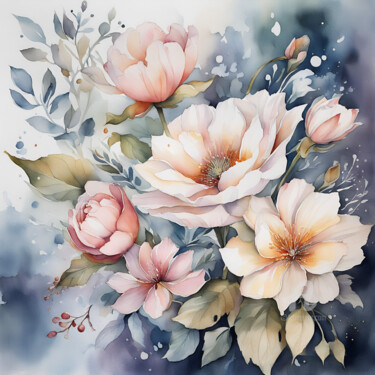 Arte digitale intitolato "Flowers #10" da Anna Russo, Opera d'arte originale, Acquarello