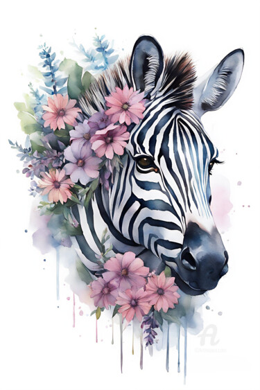 Digital Arts titled "Zebra" by Anna Russo, Original Artwork, Digital Painting