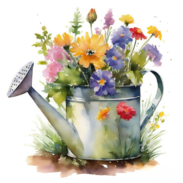 Digital Arts titled "Floral still life #1" by Anna Russo, Original Artwork, Watercolor