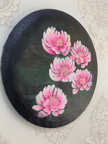 Painting titled "lotus" by Anna S, Original Artwork, Oil Mounted on Wood Panel