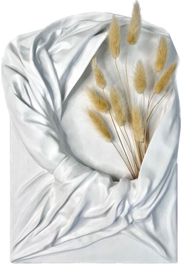 Sculpture titled "The embrace of wint…" by Anna Safonova, Original Artwork, Plaster Mounted on Wood Panel