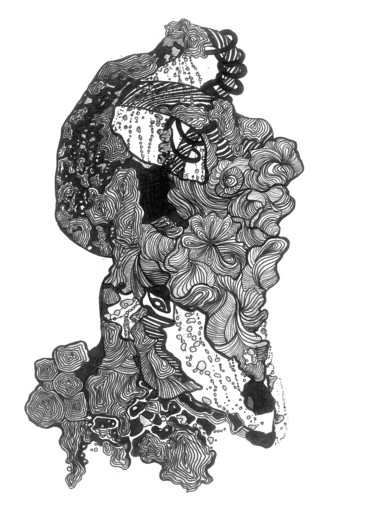 Disegno intitolato "Козерог" da Anna Samoilova Ahhara_art, Opera d'arte originale, Penna gel