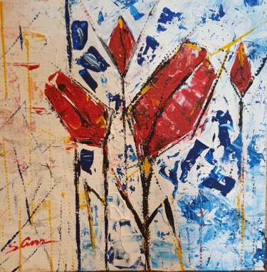 Peinture intitulée "tulip" par Anna Sargsyan, Œuvre d'art originale, Acrylique Monté sur Panneau de bois