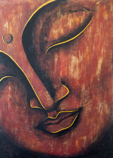 Картина под названием "Buddha" - Boystoys, Подлинное произведение искусства, Акрил Установлен на Деревянная рама для носилок