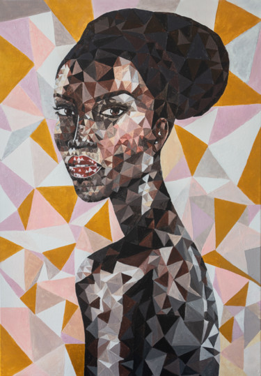 Polygonal african woman Pintura titulada "Polygonal african w…" por Boystoys, Obra de arte original, Acrílico Montado en Bastidor standard