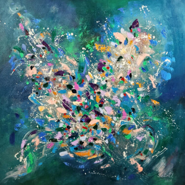 「Symphony of Joy」というタイトルの絵画 Anna Selinaによって, オリジナルのアートワーク, アクリル ウッドストレッチャーフレームにマウント