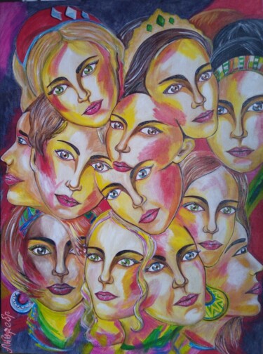 Peinture intitulée "Women.Their dreams." par Anna Serebrennikova, Œuvre d'art originale, Acrylique