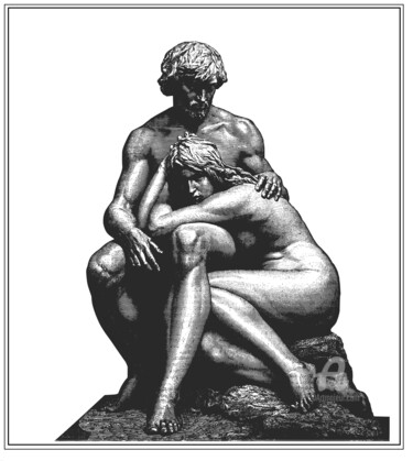 Painting titled "Sculpture Adam2" by Anna Serebrenoya, Original Artwork, 2D Digital Work