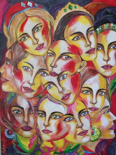 Peinture intitulée "Women.Their dreams." par Anna Serebrenoya, Œuvre d'art originale, Acrylique