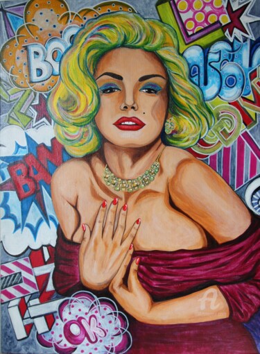 Pittura intitolato "Marilyn Monroe pop…" da Anna Serebrenoya, Opera d'arte originale, Acrilico