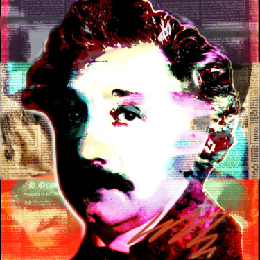 Digital Arts titled "Pop Art Einstein 2" by Anna Serebrenoya, Original Artwork, 2D Digital Work