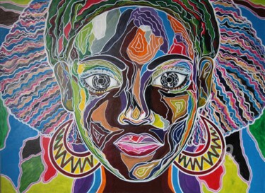 Peinture intitulée "bright portrait" par Anna Serebrenoya, Œuvre d'art originale, Acrylique