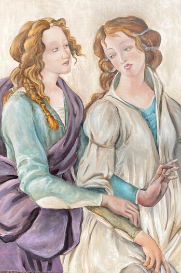 Картина под названием "Michelangelo vibe" - Anna Sh, Подлинное произведение искусства, Акрил Установлен на Деревянная рама д…