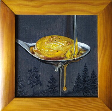 Painting titled "Amber" by Anna Shabalova, Original Artwork, Oil Mounted on Cardboard