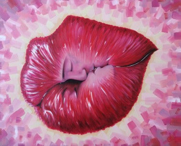 Картина под названием "Time for kisses" - Anna Shabalova, Подлинное произведение искусства, Масло Установлен на Деревянная р…