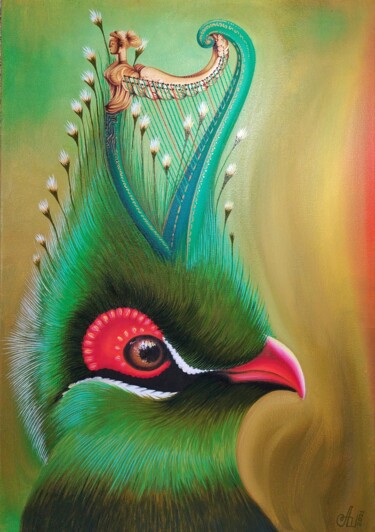 Peinture intitulée "The bird with an Ir…" par Anna Shabalova, Œuvre d'art originale, Huile Monté sur Châssis en bois