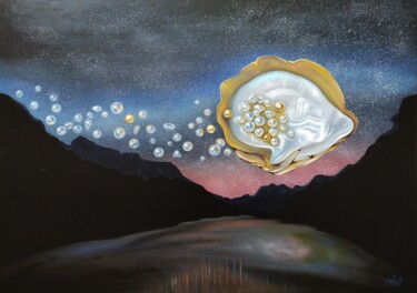 Painting titled "Comet" by Anna Shabalova, Original Artwork, Oil Mounted on Wood Stretcher frame