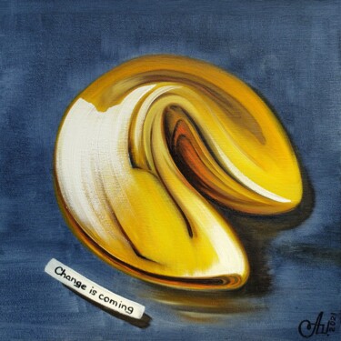 Painting titled "Fortune cookie" by Anna Shabalova, Original Artwork, Oil Mounted on Wood Stretcher frame