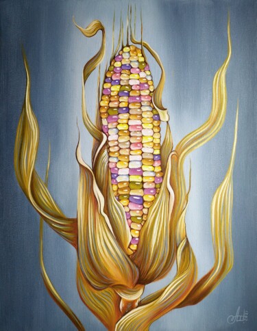 Painting titled "Queen of the Fields…" by Anna Shabalova, Original Artwork, Oil Mounted on Wood Stretcher frame