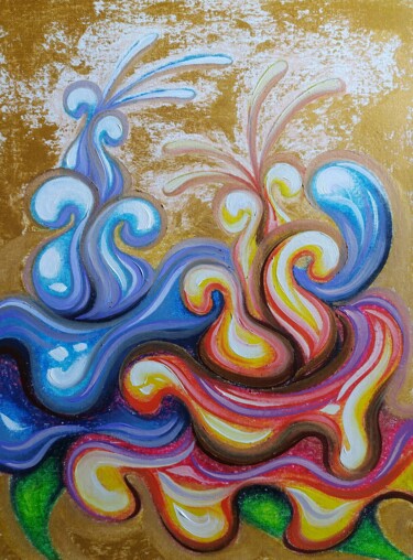Malerei mit dem Titel "Splash" von Anna Shabalova, Original-Kunstwerk, Pastell Auf Karton montiert