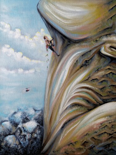 Painting titled "You are my Everest.…" by Anna Shabalova, Original Artwork, Oil Mounted on Cardboard