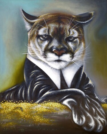 Painting titled "Karl" by Anna Shabalova, Original Artwork, Oil Mounted on Wood Stretcher frame