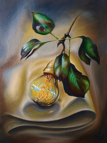 Painting titled "Harvest of light" by Anna Shabalova, Original Artwork, Oil Mounted on Cardboard