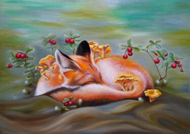 Painting titled "Sweet dreams" by Anna Shabalova, Original Artwork, Oil Mounted on Wood Stretcher frame
