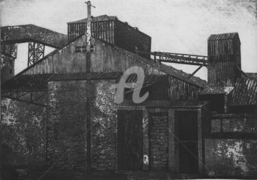 Printmaking titled "L'Usine" by Anna Shibanova, Original Artwork, Etching