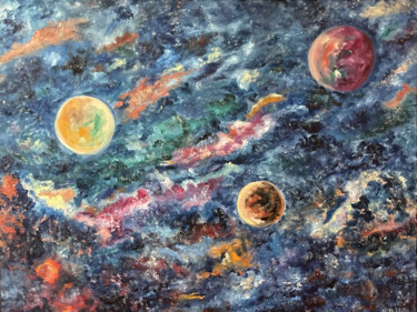 Pintura titulada "Space travel" por Anna Shkuratova, Obra de arte original, Oleo