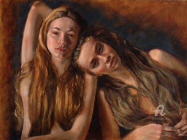 Painting titled "Rêveuses" by Anna Shpotina Peccoud, Original Artwork, Oil