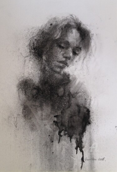 Drawing titled "L'AME SOEUR" by Anna Shpotina Peccoud, Original Artwork, Charcoal