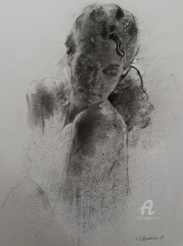 「Reflets1」というタイトルの描画 Anna Shpotina Peccoudによって, オリジナルのアートワーク, 木炭