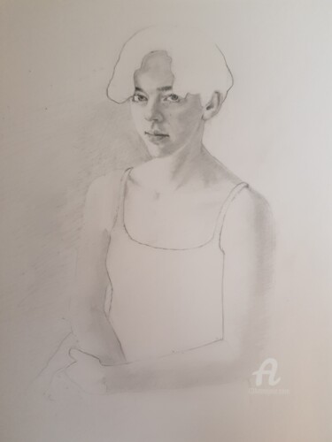 Drawing titled "Portrait de ma fille" by Anna Shpotina Peccoud, Original Artwork, Graphite