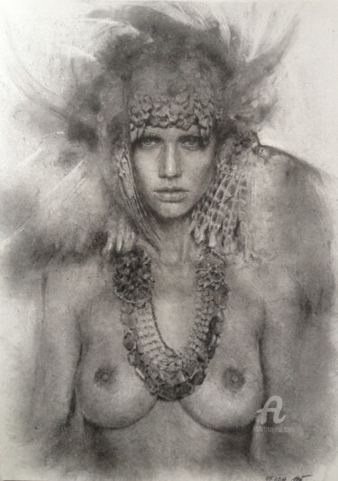 Drawing titled "Homage to Marc Lagr…" by Anna Shpotina Peccoud, Original Artwork, Charcoal