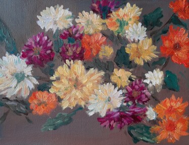 Картина под названием "Цветочная феерия" - Anna Shrub, Подлинное произведение искусства, Масло